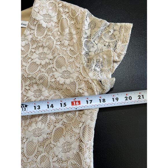 Bbonline Dress Womens XL Tan Lace Maxi Rhinestone Fairy Ethereal Whimsigoth Glam - Picture 12 of 16